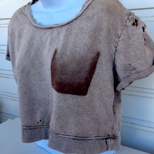 Brown short sleeve crop sweater shirt by rubbish